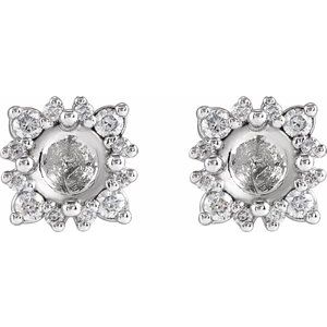 14K White Gold 4 mm Round 1/6 CTW Natural Diamond Semi-Set Halo-Style Earrings – image 2