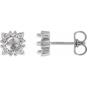 Sterling Silver 4 mm Round 1/6 CTW Natural Diamond Semi-Set Halo-Style Earrings