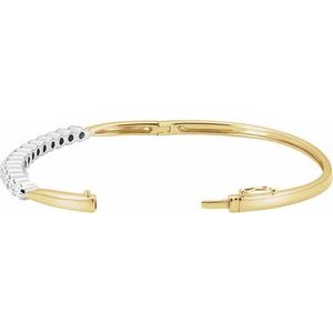 14K Yellow/White Gold 2 1/8 CTW Natural Diamond Bangle 7" Bracelet