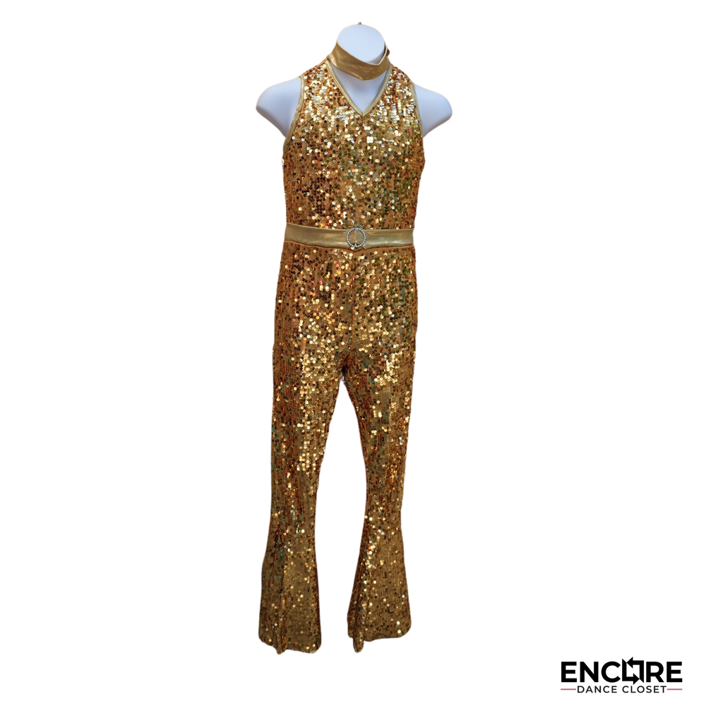 Gold Disco Bell Bottom Unitard
