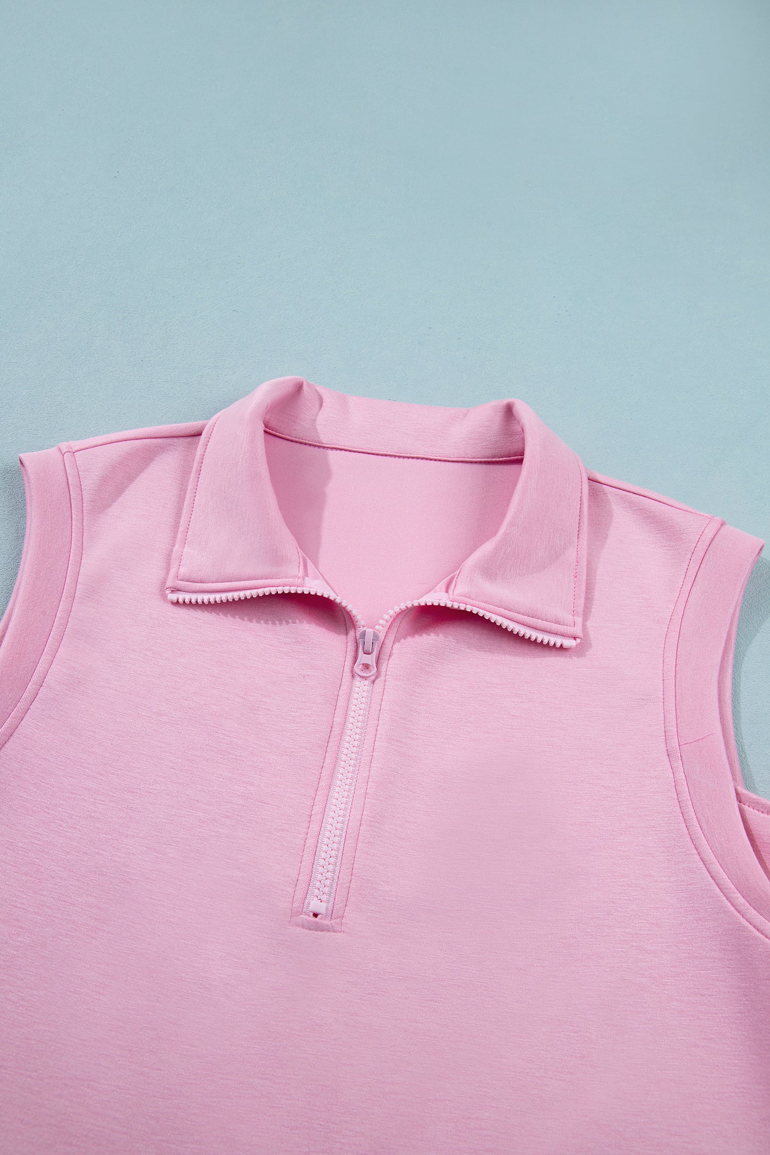 Solid Sleeveless Zipped Tank & Skort Set