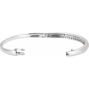 14K White Gold 1 1/2 CTW Natural Diamond Bangle 7 1/2" Bracelet – image 2
