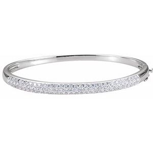 14K White Gold 1 1/2 CTW Natural Diamond Bangle 7" Bracelet