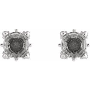 14K White Gold 5 mm Round  Hidden Halo-Style Stud Earring Mounting – image 2