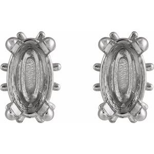 14K White Gold 5x3 mm Oval 4-Prong Hidden Halo-Style Stud Earring Mounting – image 2