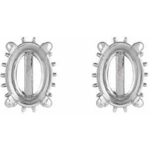 14K White Gold 7x5 mm Oval 4-Prong Hidden Halo-Style Stud Earring Mounting – image 2