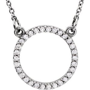 14K White Gold 1/8 CTW Lab-Grown Diamond Circle 16" Necklace