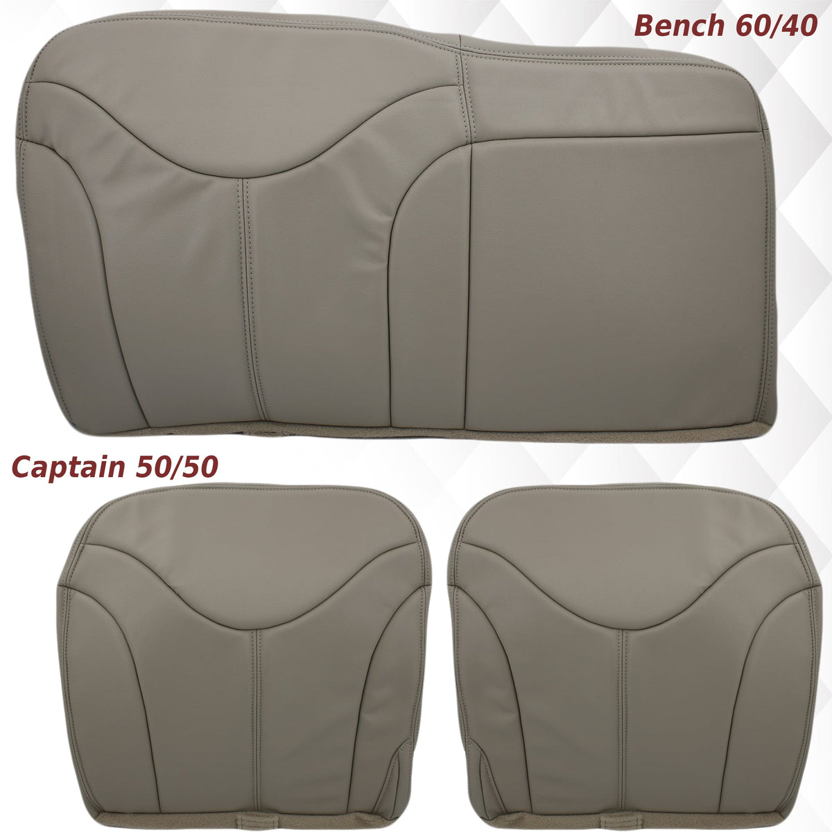 2000-2002 GMC Yukon XL Rear Back Captain Seat 50/50 or Bench Seat 60/40 Bottom Seat Cover Tan