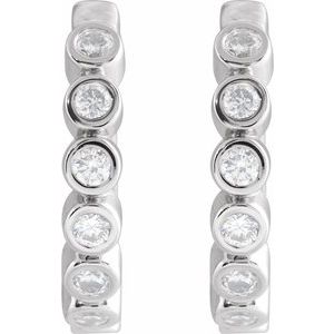 Sterling Silver 1/4 CT Natural Diamond Hinged Hoop Earrings – image 2