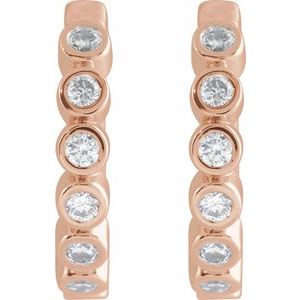 14K Rose Gold 1/4 CTW Lab-Grown Diamond Hinged Hoop Earrings – image 2