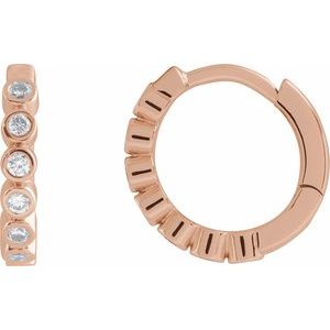 14K Rose Gold 1/4 CTW Lab-Grown Diamond Hinged Hoop Earrings