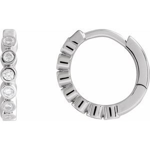 14K White Gold 1/4 CTW Lab-Grown Diamond Hinged Hoop Earrings