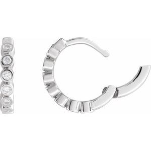 14K White Gold 1/5 CTW Natural Diamond 12.24 mm Hinged Hoop Earrings – image 3