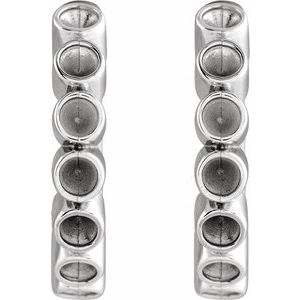 14K White Gold 1.5 mm Round Bezel-Set 12.24 mm Hinged Hoop Earring Mounting – image 2