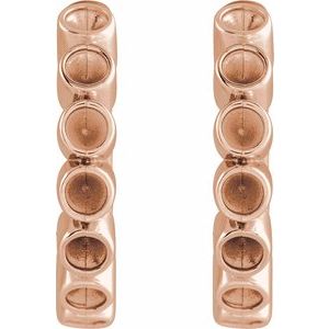 14K Rose Gold 1.5 mm Round Bezel-Set 15 mm Hinged Hoop Earring Mounting – image 2