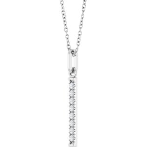 14K White Gold 1/10 CTW Lab-Grown Diamond Bar 16-18" Necklace