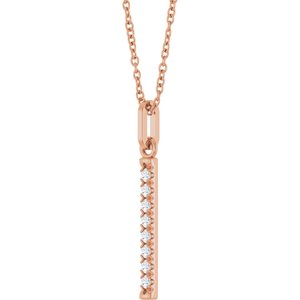 14K Rose Gold 1/8 CTW Natural Diamond Bar 16-18" Necklace