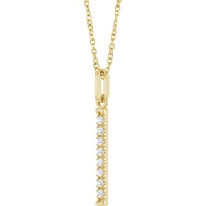 14K Yellow Gold 1/8 CTW Natural Diamond Bar 16-18" Necklace