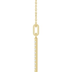 14K Yellow Gold 1/10 CTW Lab-Grown Diamond Bar 16-18" Necklace