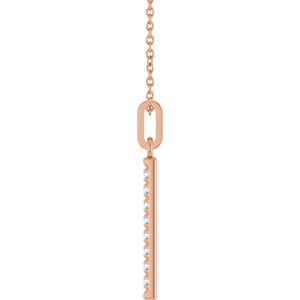 14K Rose Gold 1/10 CTW Lab-Grown Diamond Bar 16-18" Necklace