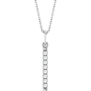 14K White Gold 1/10 CTW Lab-Grown Diamond Bar 16-18" Necklace