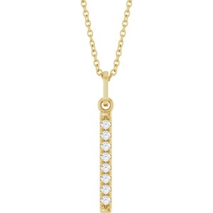 14K Yellow Gold 1/8 CTW Natural Diamond Bar 16-18" Necklace