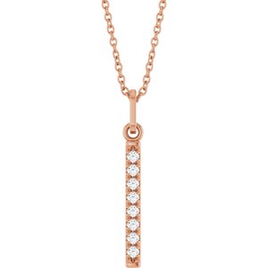 14K Rose Gold 1/10 CTW Lab-Grown Diamond Bar 16-18" Necklace