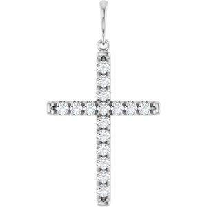 Platinum 3/4 CTW Natural Diamond French-Set Cross Pendant