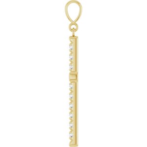 14K Yellow Gold 3/4 CTW Natural Diamond French-Set Cross Pendant