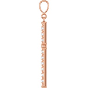 14K Rose Gold 3/4 CTW Lab-Grown Diamond French-Set Cross Pendant