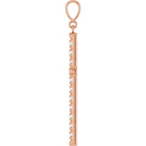 14K Rose Gold 1 CTW Lab-Grown Diamond French-Set Cross Pendant