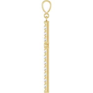 14K Yellow Gold 1 CTW Lab-Grown Diamond French-Set Cross Pendant