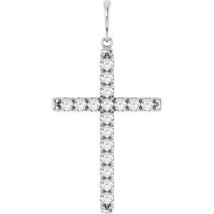 Sterling Silver 1 CTW Natural Diamond French-Set Cross Pendant