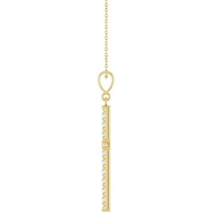 14K Yellow Gold 3/4 CTW Lab-Grown Diamond French-Set Cross 16-18" Necklace