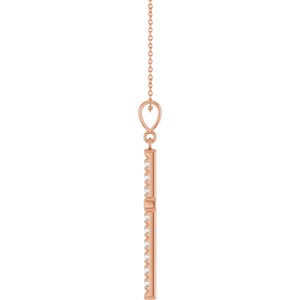 14K Rose Gold 3/4 CTW Lab-Grown Diamond French-Set Cross 16-18" Necklace