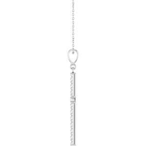 Sterling Silver 3/4 CTW Lab-Grown Diamond French-Set Cross 16-18" Necklace