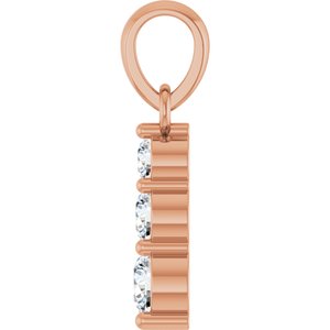 14K Rose Gold 1/6 CTW Lab-Grown Diamond Graduated Bar Pendant