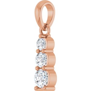 14K Rose Gold 1/6 CTW Natural Diamond Graduated Bar Pendant