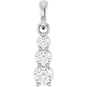 Sterling Silver 1/6 CTW Lab-Grown Diamond Graduated Bar Pendant