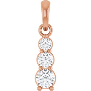 14K Rose Gold 1/6 CTW Lab-Grown Diamond Graduated Bar Pendant
