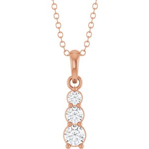 14K Rose Gold 1/6 CTW Lab-Grown Diamond Graduated Bar 18" Necklace