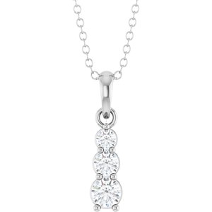 14K White Gold 1/6 CTW Natural Diamond Graduated Bar 18" Necklace