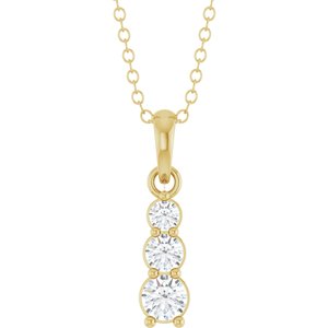 14K Yellow Gold 1/6 CTW Lab-Grown Diamond Graduated Bar 18" Necklace