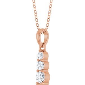14K Rose Gold 1/6 CTW Lab-Grown Diamond Graduated Bar 18" Necklace