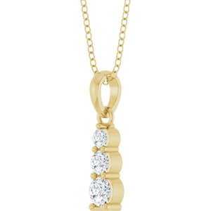 14K Yellow Gold 1/6 CTW Natural Diamond Graduated Bar 18" Necklace