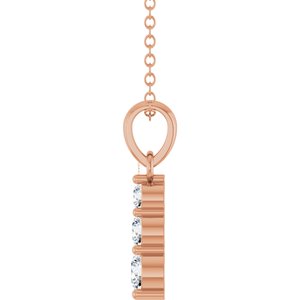 14K Rose Gold 1/6 CTW Lab-Grown Diamond Graduated Bar 18" Necklace