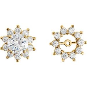 14K Yellow Gold 3/4 CTW Natural Diamond Earring Jackets with 5mm ID