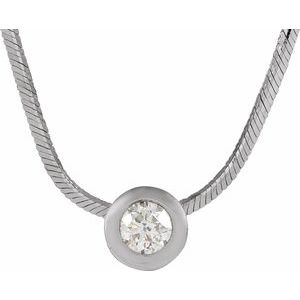 14K White Gold 1/4 CTW Natural Diamond Solitaire 18" Necklace