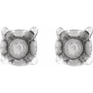 14K White Gold 3 mm Round 4-Prong Earring Mounting – image 2