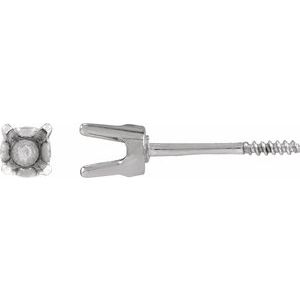14K White Gold 3 mm Round 4-Prong Earring Mounting